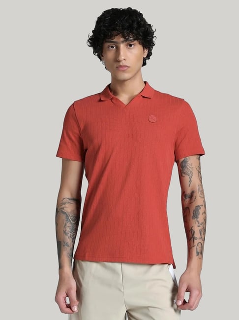 Puma Red Cotton Slim Fit Striped Sports Polo-picture-32