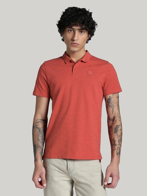 Puma Red Cotton Slim Fit Texture Sports Polo-picture-28