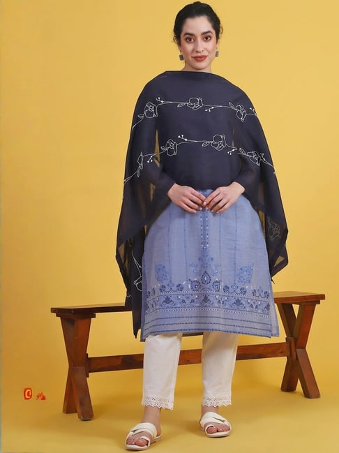 W Black Regular Fit Embroidered Dupatta-picture-50