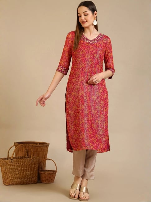 Aurelia Purple Regular Fit Floral Print Kurtas-picture-35