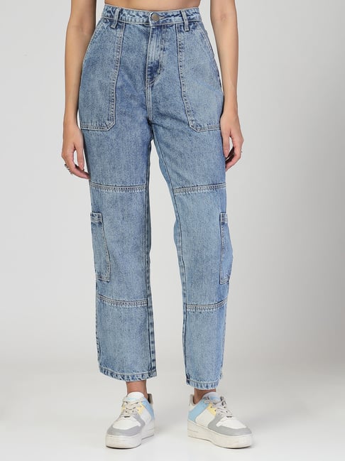 Style Quotient Women Blue Relaxed Fit High Rise Cargos-picture-16