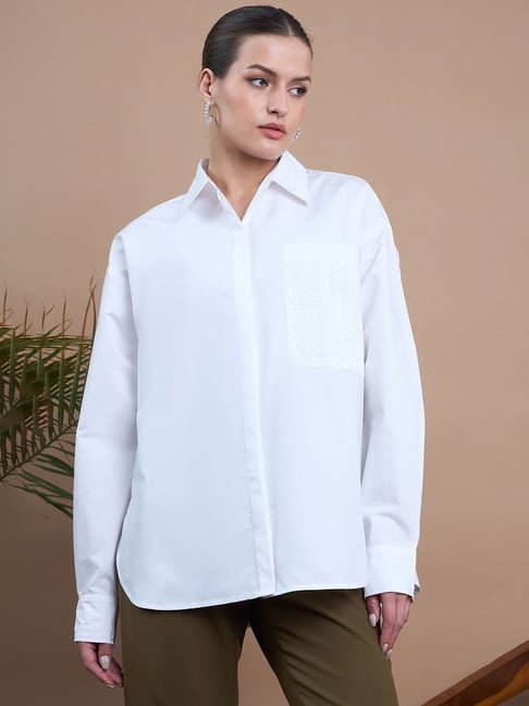 Style Quotient Women White With Full Sleeves Oversized Shirt-picture-41