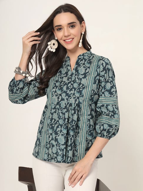Style Quotient Women Teal Printed Tunic-picture-25