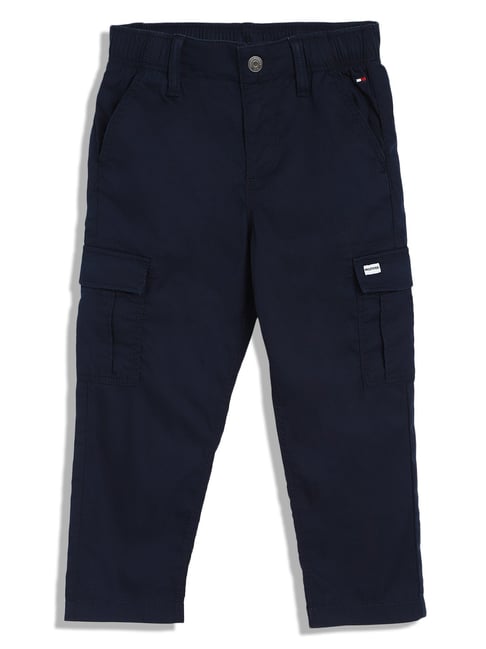 TOMMY HILFIGER Boys Blue Cotton Solid Trousers-picture-40