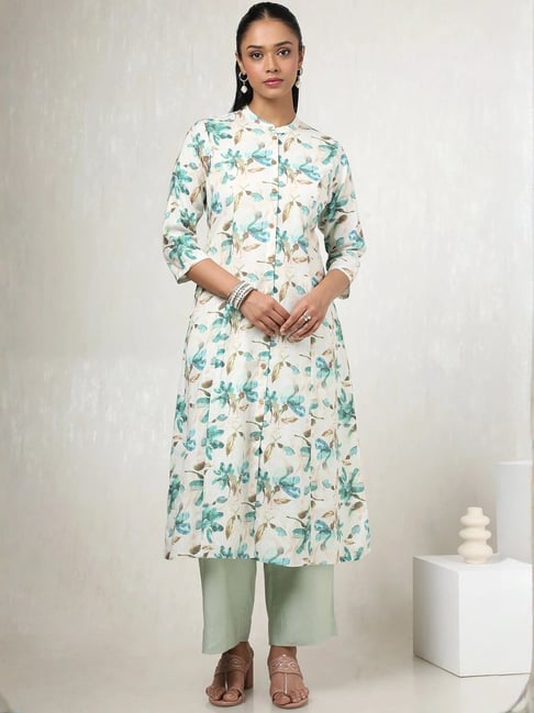 Soch Beige Linen Floral Print Kurta-picture-18