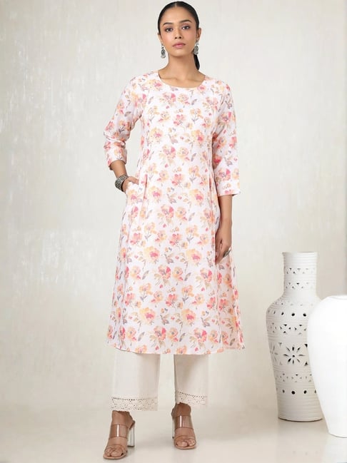 Soch Beige Linen Floral Print Kurta-picture-15