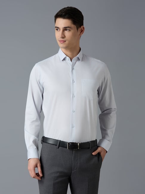 reid & taylor grey cotton regular fit solid shirt