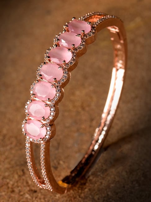 Saraf Rs Jewellery Pink American Diamond Handcrafted Statement Bracelet-picture-40