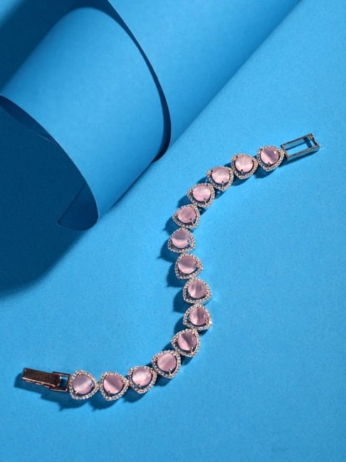 Saraf Rs Jewellery Pink Rose Gold Toned AD Statement Wrap Around Bracelet-picture-33