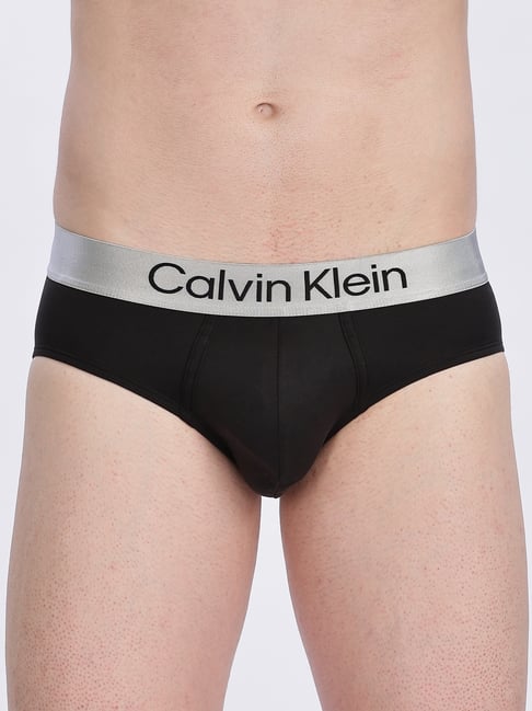 CALVIN KLEIN Black Nylon Fitted Solid Briefs