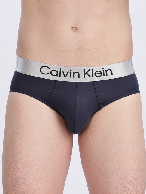 CALVIN KLEIN Blue Nylon Fitted Solid Briefs