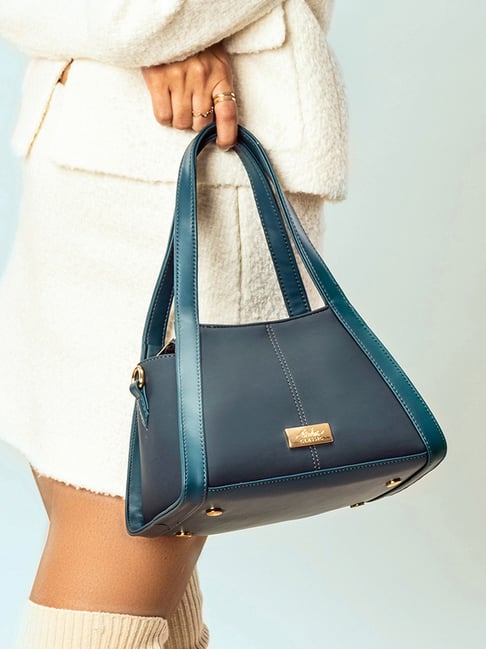 Strokes by Namrata Mehta Peacock Blue Small Handbag-picture-24