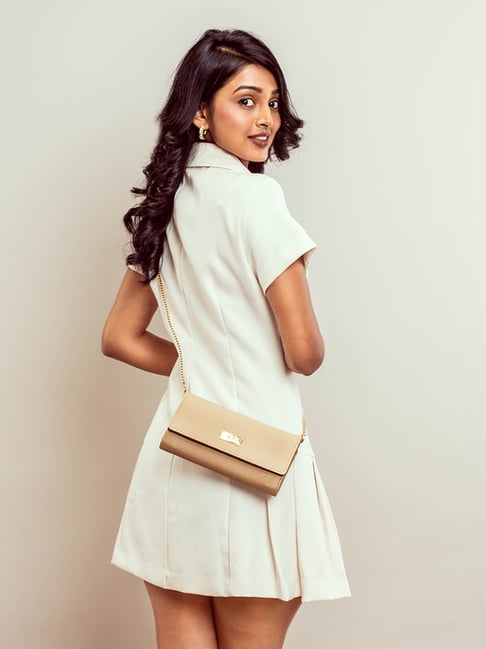 Strokes by Namrata Mehta Beige Small Clutch-picture-23