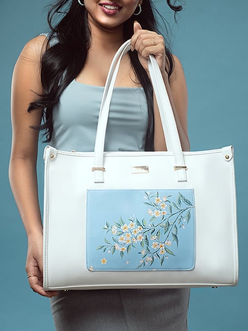 Strokes by Namrata Mehta Blue and White Floral Large Tote Bag-picture-36