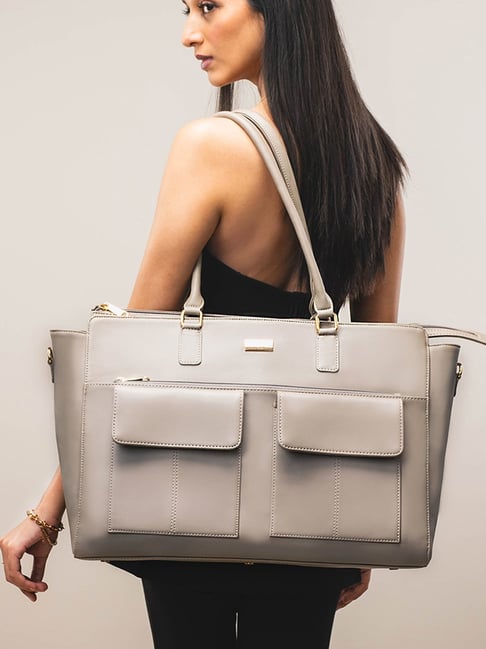 Strokes by Namrata Mehta Graphite Grey Extra Large Tote Bag-picture-34