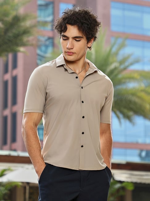 Campus Sutra Beige Regular Fit Shirt-image-33
