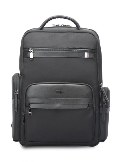 TOMMY HILFIGER Black Nephi Textured 15 Inch Laptop Backpack