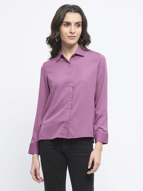 Madame Mauve Cotton Regular Fit Shirt-image-22