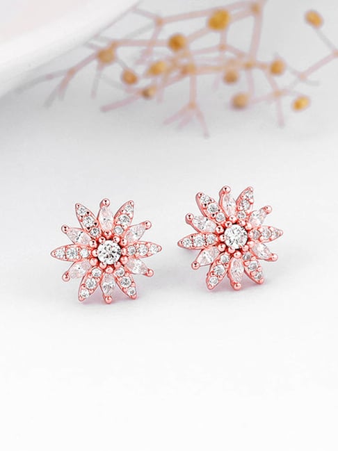 GIVA 925 Sterling Silver Rose Gold Fresh Flora Earringss For Women