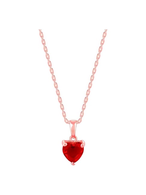 GIVA 925 Sterling Silver Rose Gold Loving In Red Pendant With Link Chain For Women
