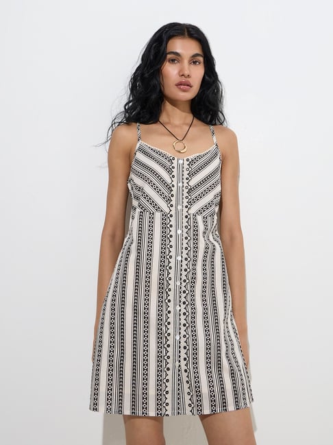 Bombay Paisley by Westside Off-White Printed Cotton A-Line Dress