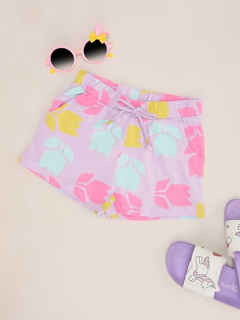Pantaloons Junior Girls Orchid Bloom Comfort Fit Shorts-picture-29