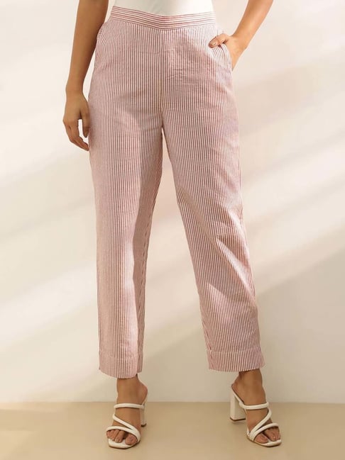 Fabindia White Striped Casual Trousers-picture-43