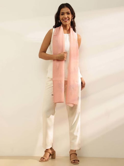 Fabindia Pink Embroidered Stole-image-31