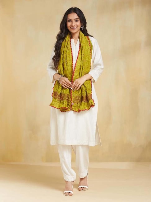 Fabindia Olive Tie & Dye Stole-picture-29