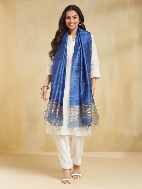 Fabindia Blue Printed Stole-image-30