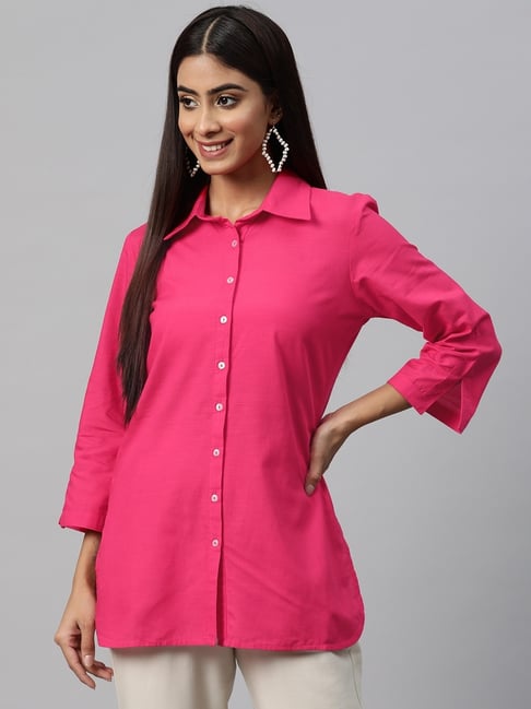 Nayam by Lakshita Pink Cotton Solid Shirt-picture-31