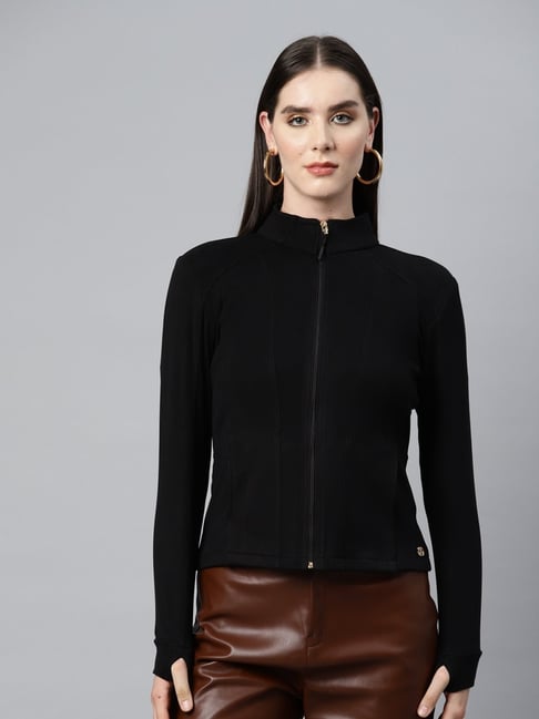 Nayam by Lakshita Black Fleece Solid Jackets-picture-13