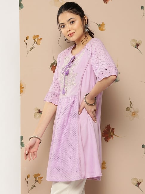 Nayam by Lakshita Purple Viscose Embroidery Kurti-picture-28
