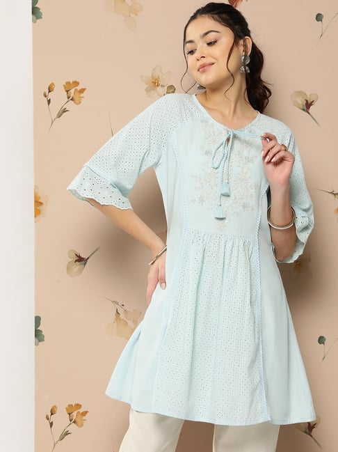 Nayam by Lakshita Blue Viscose Embroidery Kurti-picture-12