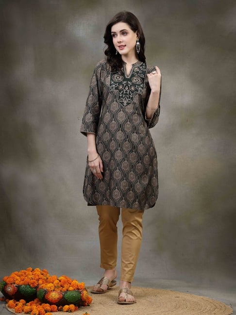 Nayam by Lakshita Green Modal Embroidery Kurti-picture-30