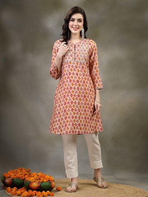 Nayam by Lakshita Pink Viscose Embroidery Kurti-picture-21