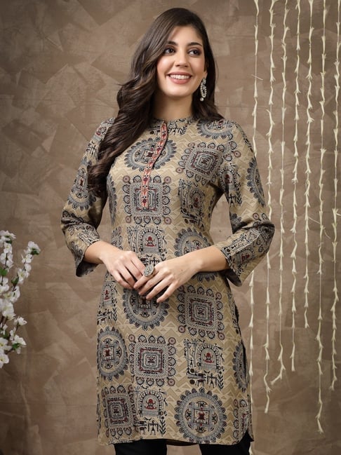 Nayam by Lakshita Brown Viscose Printed Kurti-picture-34