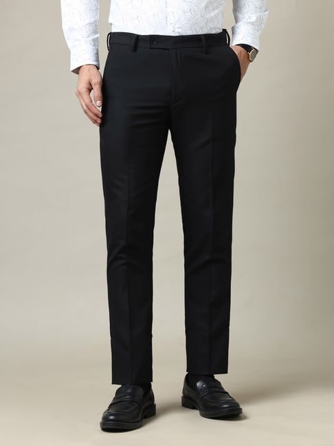 Arrow Black Regular Fit Trousers-picture-33