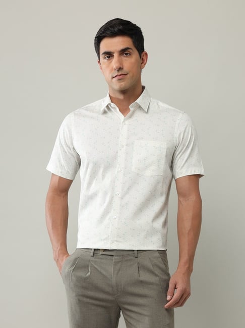 Arrow Beige Cotton Regular Fit Printed Shirt-picture-22