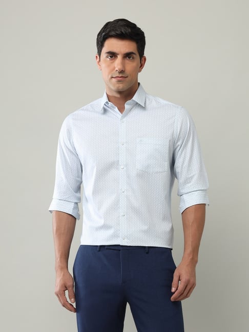 Arrow Blue Cotton Regular Fit Printed Shirt-picture-23