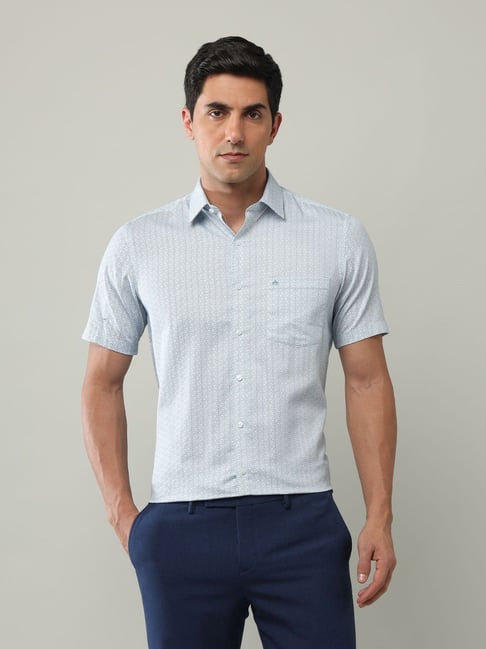 Arrow Blue Cotton Regular Fit Printed Shirt-picture-24