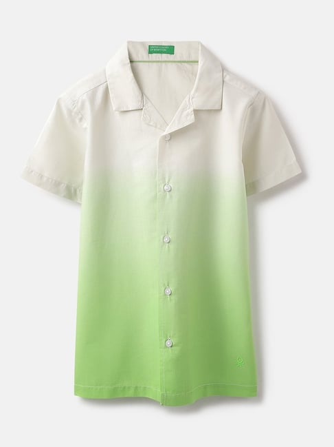 United Colors of Benetton Boys Green Cotton Ombre Shirt-picture-34