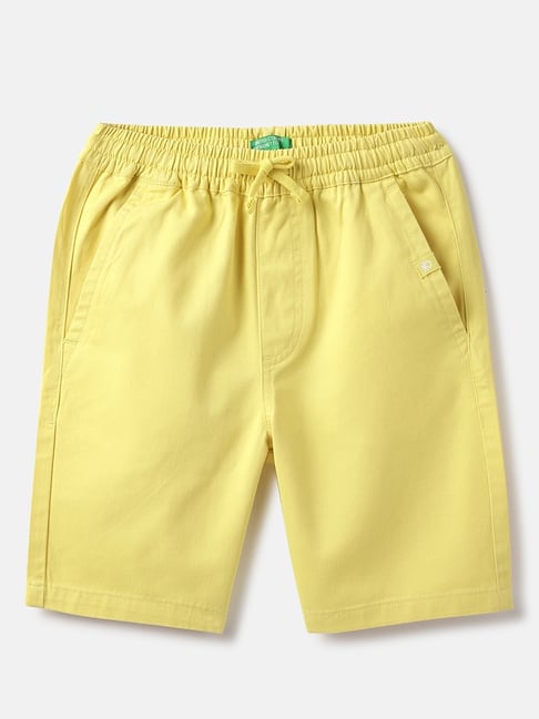 United Colors of Benetton Boys Yellow Cotton Shorts