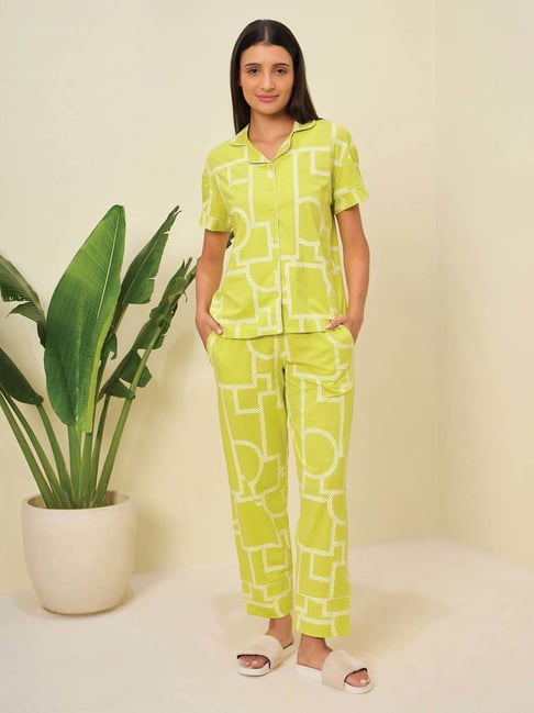 Sweet Dreams Green Printed Pyjama Set-picture-37