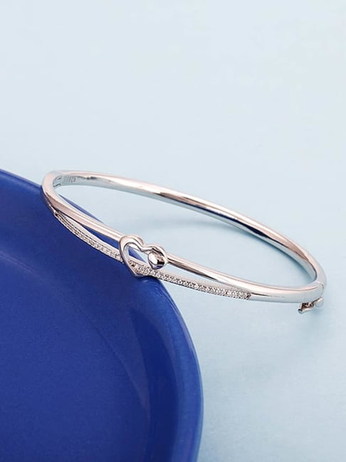 GIVA 925 Sterling Silver Minimal Heart Bracelet Adjustable For Women