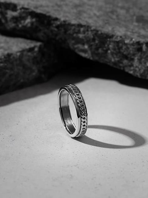 GIVA 925 Silver Black Rhodium Classy Band For Men