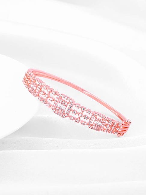 GIVA 925 Sterling Silver Rose Gold MesmerisIng Bangle Fixed Size For Women-picture-45