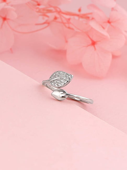 GIVA 925 Sterling Silver Foliole Ring Adjustable For Women