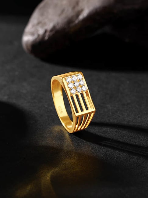 Buy GIVA 925 Golden Square In Rectangle Ring For Men Online At