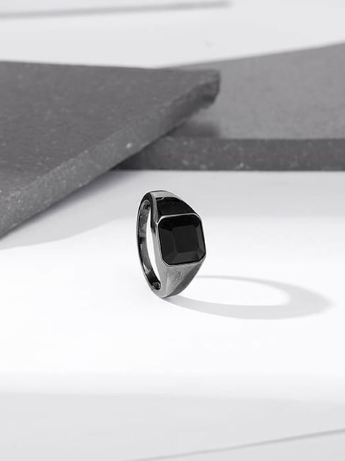 GIVA 925 Silver Black Rhodium Truly Bold Ring For Men